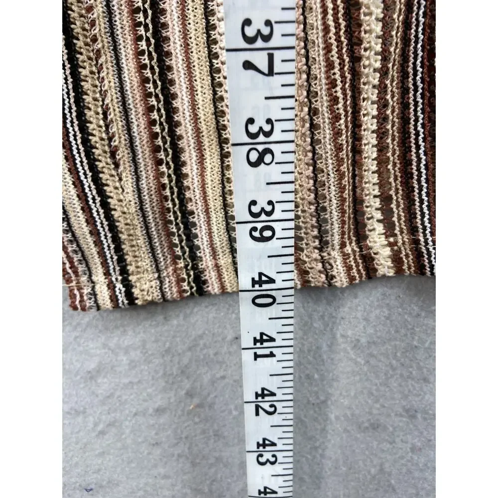 New G by Giuliana Cardigan Sz S Duster Brown Stripe 3/4 Sleeve Open Front Duster